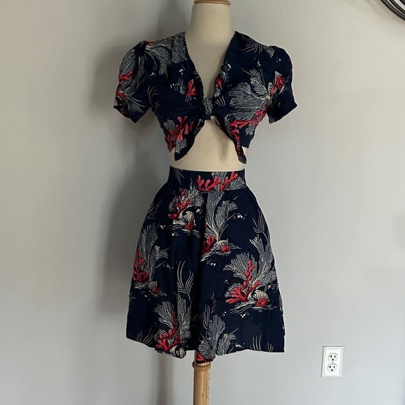 Trashy Diva Dresses & Skirts - Rare Trashy Diva Deep Sea Coral Tie Top and Skirt